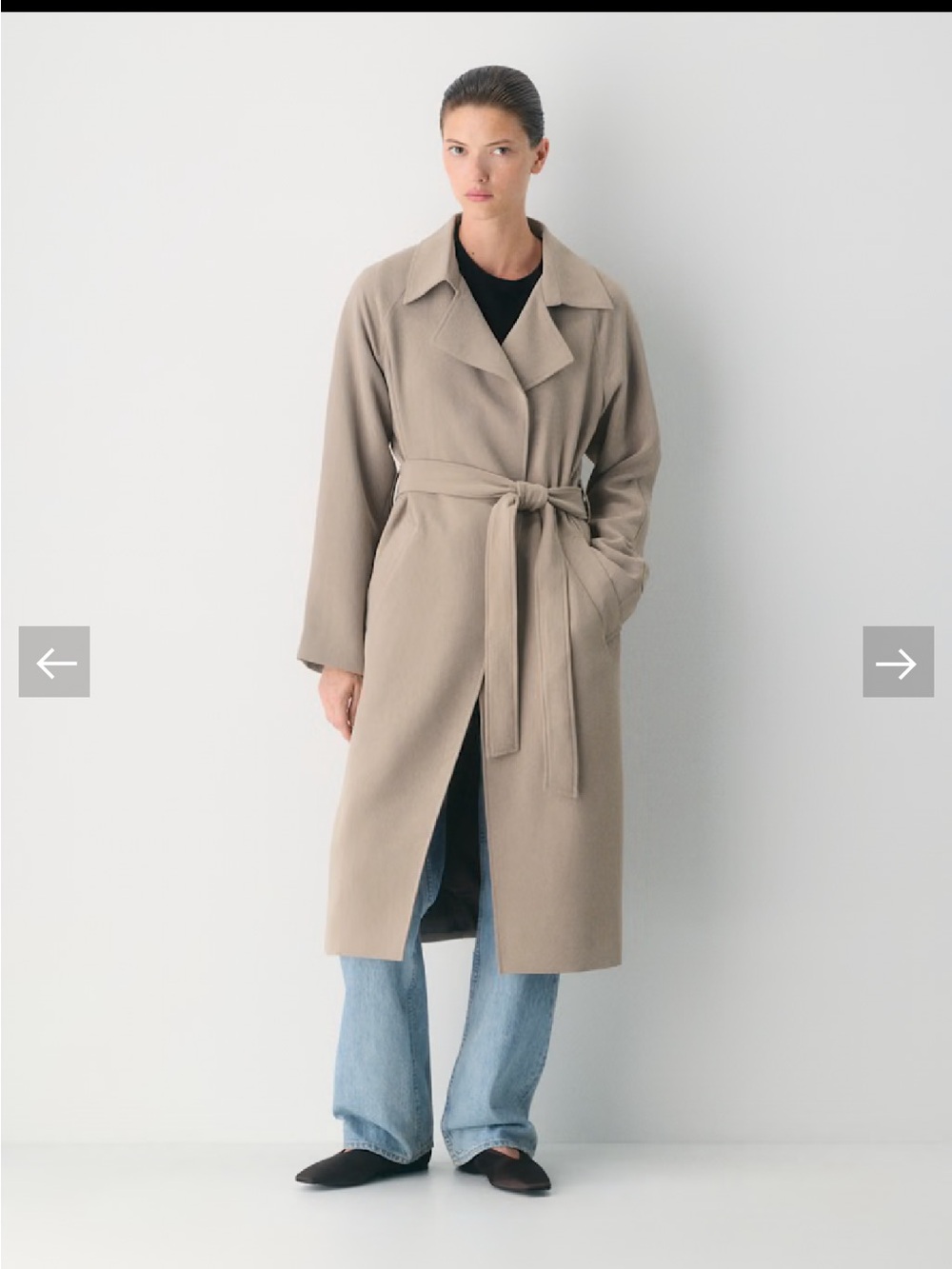 Aritzia The Spendor Taupe Belted Long Trench Coat crepette